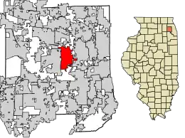 Location of Glen Ellyn in DuPage County, Illinois.