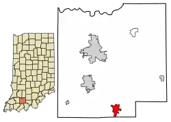 Location of Ferdinand in Dubois County, Indiana.