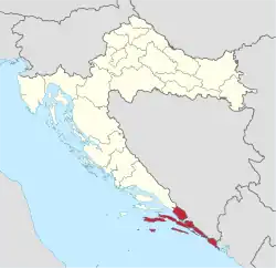 Dubrovnik-Neretva County within Croatia