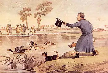 Circa 1820: Duck-baiting by Henry Alken