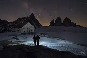 Night view at the Locatelli hut