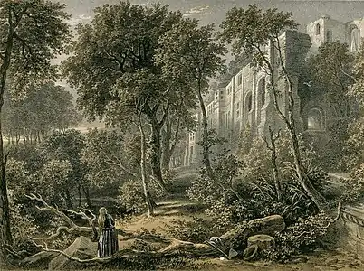 Dunfermline by Picken after David Octavius Hill, 1858.