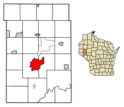 Location of Menomoniein Dunn County, Wisconsin