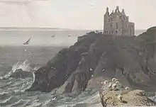 Dunsky Castle Near Patrick - painting by William Daniell