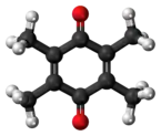 Ball-and-stick model of the duroquinone molecule