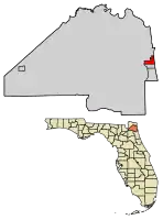 Location of Atlantic Beach in Duval County, Florida.