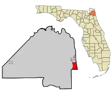 Location in Duval County and the state of Florida