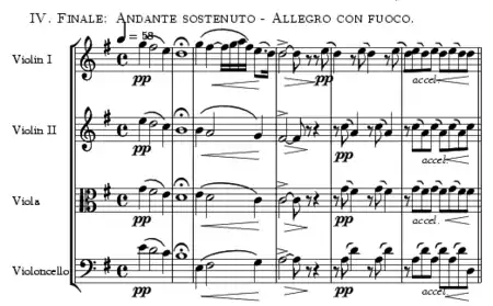 Andante sostenuto opening to the quartet's finale