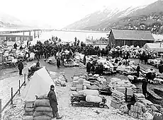 The waterfront at Dyea during the Klondike Gold Rush