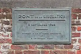 Plaque on « Liberation bridge» in Ottignies  Belgium.