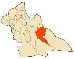 Map of Laghouat Province highlighting Ksar El Hirane District