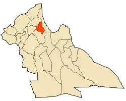 Map of Laghouat Province highlighting Oued Morra municipality