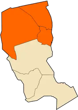 Map of Illizi Province highlighting In Amenas District