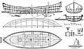 Plans for a 1911 self-bailing lifeboat. Note that the deck is higher than the waterline, so that it can drain.