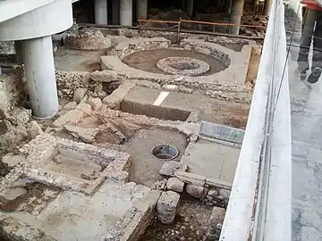 Archaeological site below the main entrance to the museum
