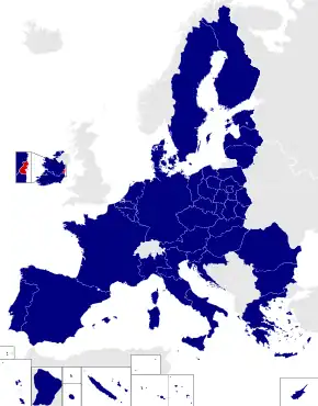 Map of the European Parliament constituencies with Dublin highlighted in red