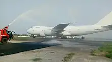 ER-BAT Getting Water Salute at Amritsar Airport