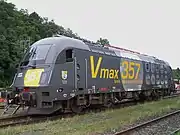 The ÖBB 1216 050, the fastest electric locomotive ever built as of August 2012[update]. It is a Siemens ES64U4, a member of the EuroSprinter family.