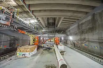 One of Grand Central Madison's lower level platforms under construction in January 2019