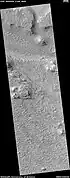 Wide view of layered terrain, as seen by HiRISE under HiWish program. Location is northeast of Gale Crater.