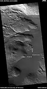 Wide view of exhumed craters, as seen by HiRISE under HiWish program