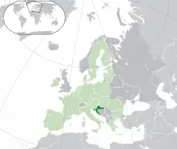 Map showing Croatia in Europe