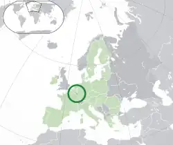 Location of Luxembourg (dark green)– in Europe (green & dark gray)– in the European Union (green)