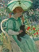 The Green Parasol by E. Phillips Fox, featuring Edith Susan Gerard Anderson as the model