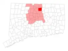 East Windsor's location within Hartford County and Connecticut