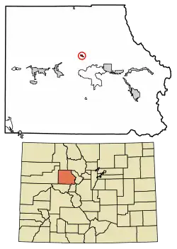 Location of the Wolcott CDP in Eagle County, Colorado.