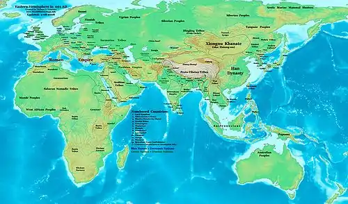 Map of the Eastern Hemisphere in AD 1.