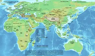 Eurasia on the eve of the Mongol invasions, c. 1200.