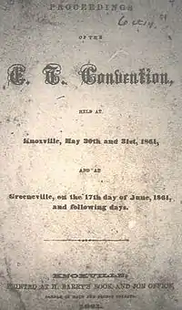 East Tennessee Convention Proceedings title page