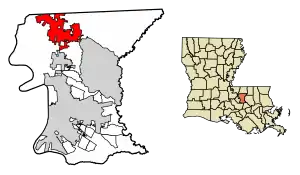 Location of Zachary in East Baton Rouge Parish, Louisiana