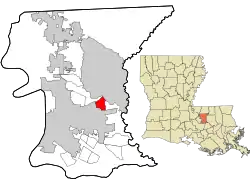 Location in East Baton Rouge Parish and the state of Louisiana.