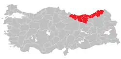 Location of Trabzon Subregion