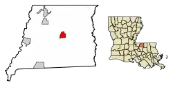 Location of Clinton in East Feliciana Parish, Louisiana.