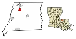 Location of Wilson in East Feliciana Parish, Louisiana.