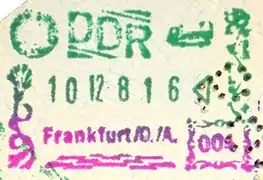 Old East German passport stamp from Frankfurt (Oder).