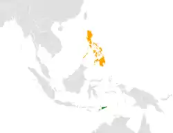 Map indicating locations of East Timor and Philippines