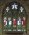 The east window in apse, by Burne-Jones/Morris Co. depicting Jesus as the Tree of Life, surrounded by the evangelists.
