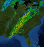 Radar image of eastern United States showing squall line