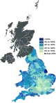 Economically inactive percentage of population in local authorities in 2021