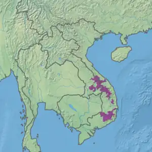 Image 32Southern Annamites montane rain forests: ecoregion territory (in purple) (from Geography of Cambodia)