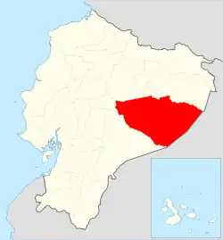 Location of Pastaza Province in Ecuador.