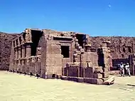 Ruins of the Edfu mammisi built by various Ptolemaic and Roman rulers.