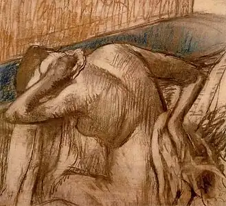 After The Bath, pastel and charcoal on paper.