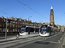 Image 31Two Edinburgh Trams seen at the West End - Princes Street stop