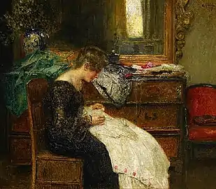Young Woman Doing Needlework