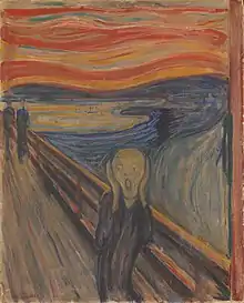 The Scream; by Edvard Munch; 1893; tempera and crayon on cardboard; 91 x 73.5 cm; National Gallery (Oslo, Norway)